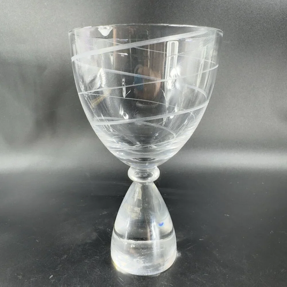 Vintage Clear Etched Glasses Drinking Cups‎ Set 2 Elegant Crystal Glass Barware